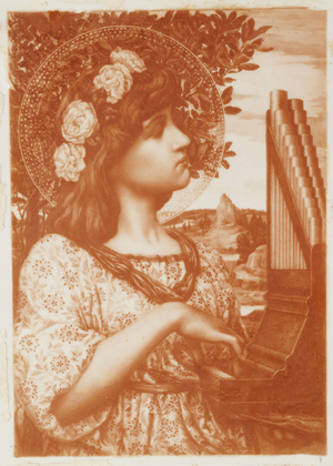 Saint Cecilia (oil on ceramic tile)