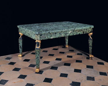 Gilt and bronzed metal-mounted verde antico marble centre table (photo) (see also 409890)
