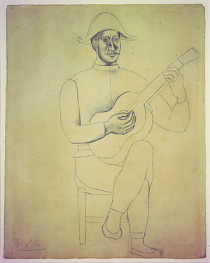 Clown Playing the Guitar, c.1916 (pencil on buff paper)