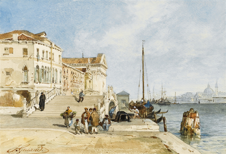 View of the Zattere dock, Venice (w/c on paper)
