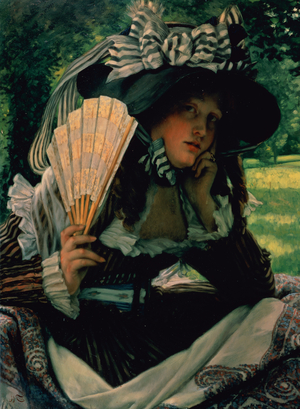 Girl with a fan, c.1870-71 (oil on panel)