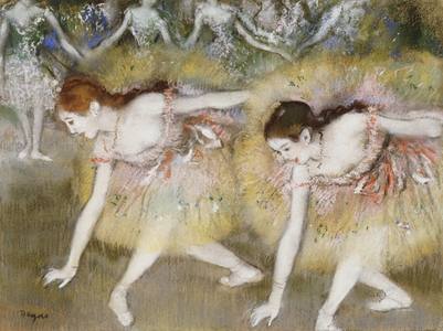 Dancers Bending Down (oil on canvas)