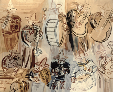 Mexican Orchestra, by the Raymond Picaud Studio, Aubusson, 1951 (woven wool tapestry)