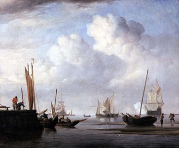 Fishing boats and other sailing vessels (oil on canvas)