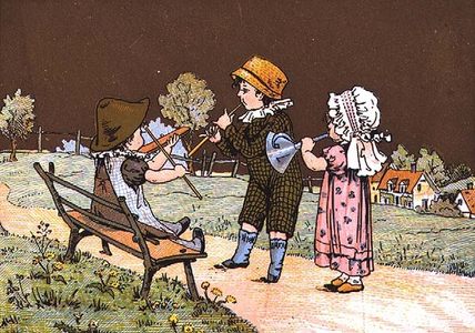 The Musical Trio, Victorian card