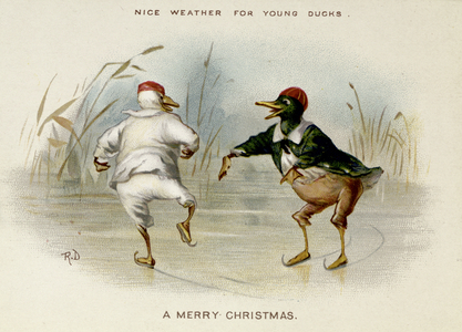 "Nice Weather for Young Ducks - A Merry Christmas", Victorian card