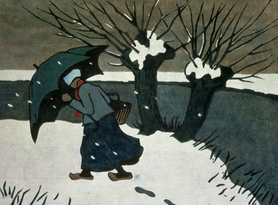 The Snow Storm (woodcut on paper)