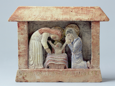 Nativity, 1920 (stone with added colour)