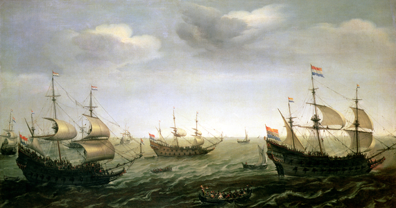 Houtman's Fleet (oil on canvas)