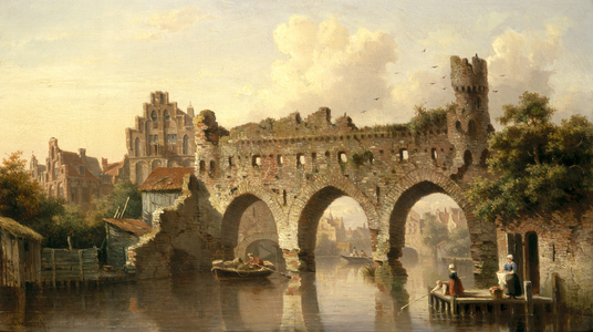 Ruins Over the River Birchel at Zutphan in Holland (oil on canvas)