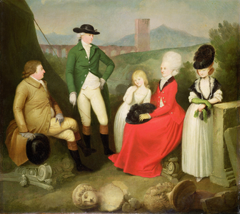 Group Portrait of Aubrey, 2nd Baron Vere of Harmsworth and family (oil on canvas)