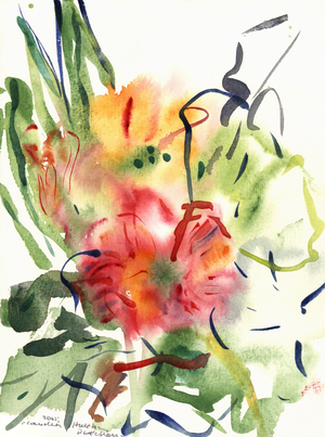 Primroses, 2005 (watercolour on paper)