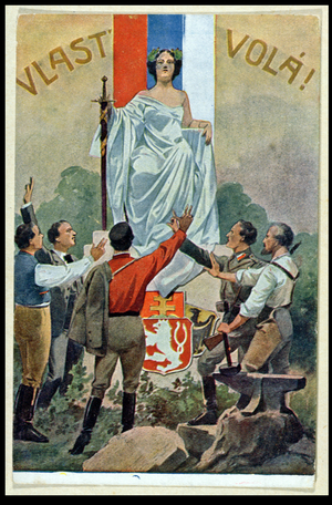 'The Call of the Homeland', Czech Nationalist postcard, c.1920 (litho)