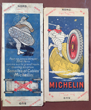 Two Michelin maps for the Pontoise and Laon regions of France, c.1910 (colour litho)