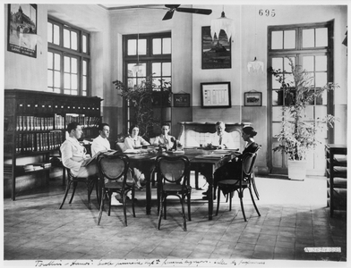 Primary school for boys at Hanoi, c.1920 (b/w photo)