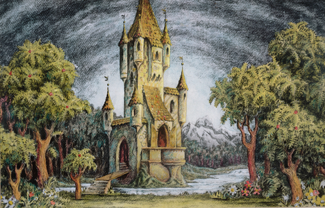 Set design for a production of 'Bluebeard's Castle' by Bela Bartok (1881-1945) 1911 (pastel and charcoal on paper)