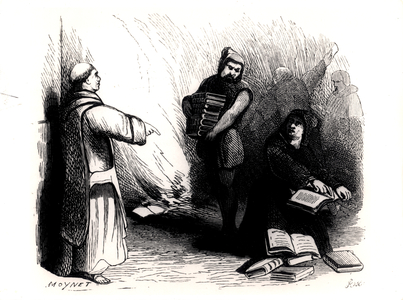 Auto da Fe of Books in Rome ordered by the Index Commission, from 'Le Secret de Rome au XIXe siecle' by Eugene Briffault, Paris, 1874 (engraving) (b/w photo)