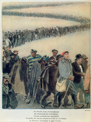 The World's Army of Unemployed, from 'Crisis', published Hamburg 1931 (coloured chalk on paper)
