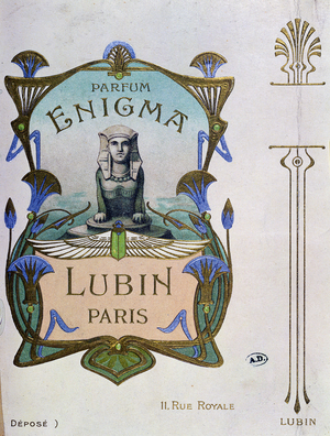 Advertisement for 'Parfum Enigma' by Lubin, 1905 (colour litho)