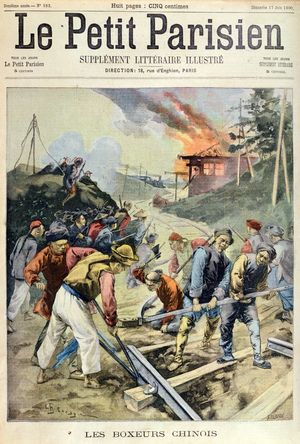 The Chinese Boxers, from 'Le Petit Parisien', 17th June 1900 (colour litho)