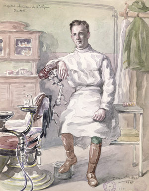 Military Dentist at the American Hospital of St. Nazaire, 1918 (w/c on paper)