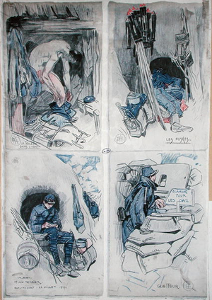 In the Trenches, 1914-18 (coloured pencil on paper)