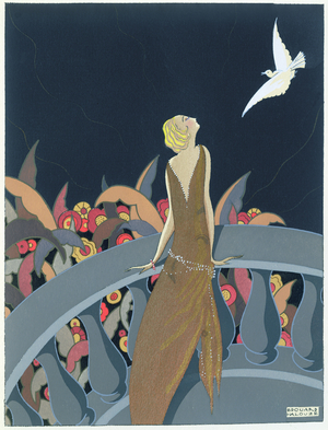 The Messenger, c.1920 (painting on silk)