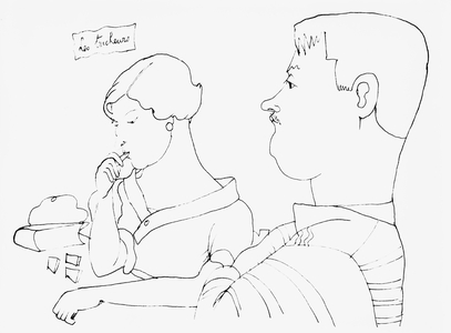 Georges Auric and Valentine Hugo, 20th century (pen & ink on paper) (b/w photo)