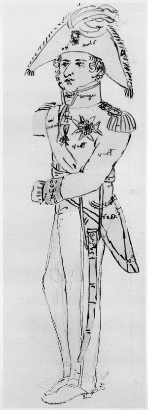Charles Jean Baptiste Bernadotte (1763-1844) (pen & ink on paper) (b/w photo)