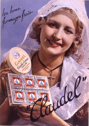 Advertisement for 'Claudel' cheeses, 1950-55 (colour litho)