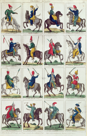 Regional units of Russian cavalry, c.1812-14 (coloured engraving)