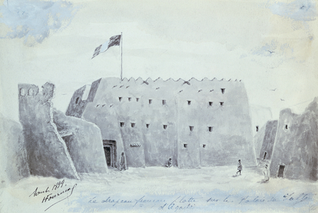 The French Flag flying above the Palace of the Sultan of Agadez, Niger, August 1899 (w/c on paper)