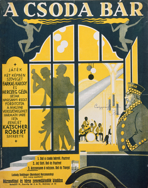 Sheet music for 'A csoda bár' (colour litho)