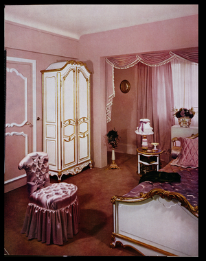 Interior designed by the Polish American Art Deco painter, Tamara de Lempicka, probably for a home in Paris in the Twenties or Thirties (illustration from the magazine 'Art et Decoration', 1956 (photo)