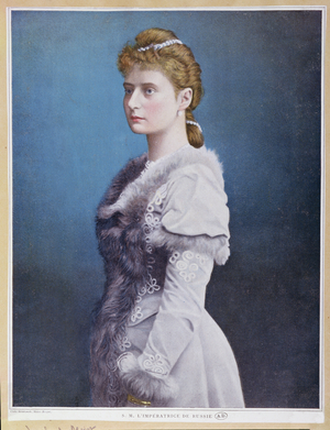 Portrait of Tsarina Alexandra Feodorovna (1872-1918) c.1898 (colour litho)