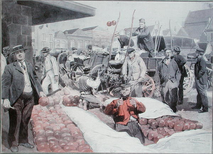 The Cheese Market at Alkmaar, c.1910 (colour litho)