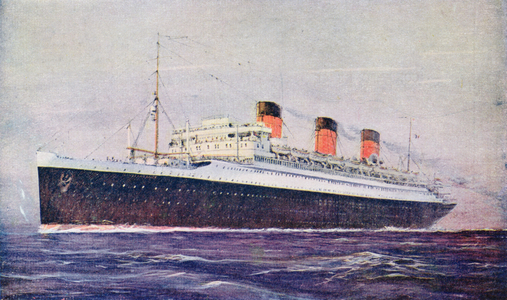 Promotional postcard depicting the 'Ile de France' liner for the 'Compagnie Generale Transatlantique' (colour litho)