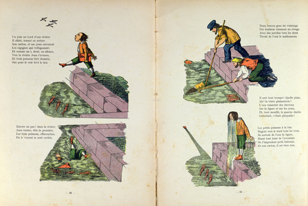 'L'Histoire de Jean le Nez-en-l'Air', illustration from the translation of Hoffmann 'Struwelpeter' made by Trim (Louis Gustave Ratisbonne, 1827-1900), c.1850 (colour litho)