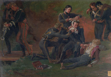 Baron Jean Dominique Larrey (1766-1843) Tending the Wounded at the Battle of Moscow, 7th September 1812 (oil on canvas)