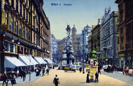 Postcard depicting the Graben in Vienna, c.1910 (colour litho)