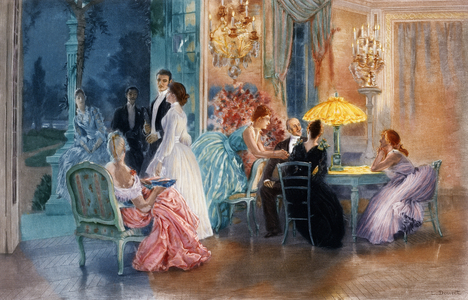 Le Soir au Chateau, 1890 (colour litho)