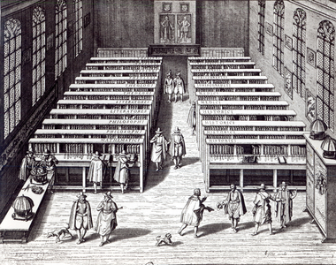 Leiden University Library, 1610 (engraving) (b/w photo)