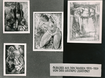 Paintings by Haguen from 1935-37 which were destroyed by the Gestapo (b/w photo)