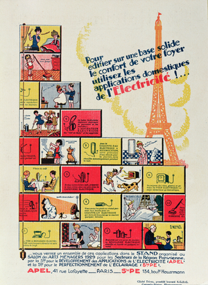 Electrical Equipment in the Home, from 'l'Art Menager', 1929 (colour litho)