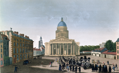 Funeral procession outside the Pantheon, c.1815-20 (colour engraving)