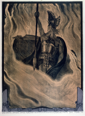 Odin Calling Up the Fire, c.1914 (colour litho)