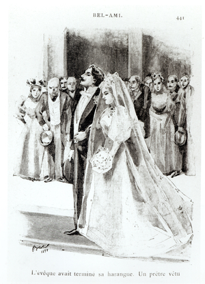 Illustration for 'Bel-Ami' by Guy de Maupassant (1850-93), published by Paul Ollendorff, Paris, 1895 (engraving) (b/w photo)