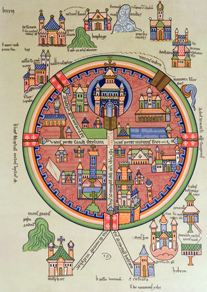 Map of Jerusalem and Palestine, Including the Sacred Sites and the Temple of Solomon (colour litho)