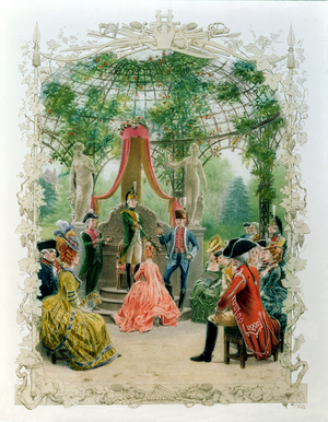 Masonic Initiation Ceremony of a lady Freemason in c.1785, 1890 (colour litho)