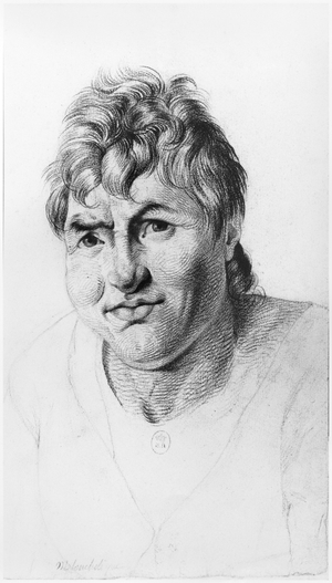 Melancholic, illustration from an unpublished treatise by Jean Etienne Dominique Esquirol (1772-1840) on the lunatics of the Salpetriere asylum, c.1818 (pencil on paper)